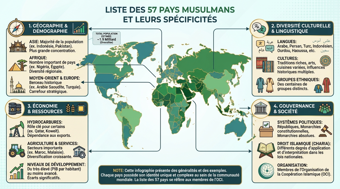 Liste des 57 pays musulmans et leurs spécificités 1 Liste des 57 pays musulmans
