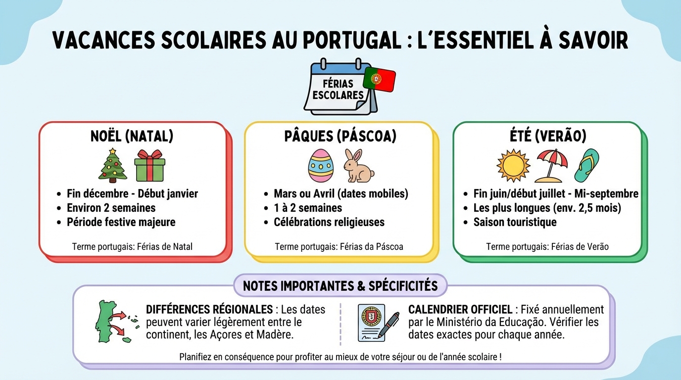 Calendrier des vacances scolaires au Portugal