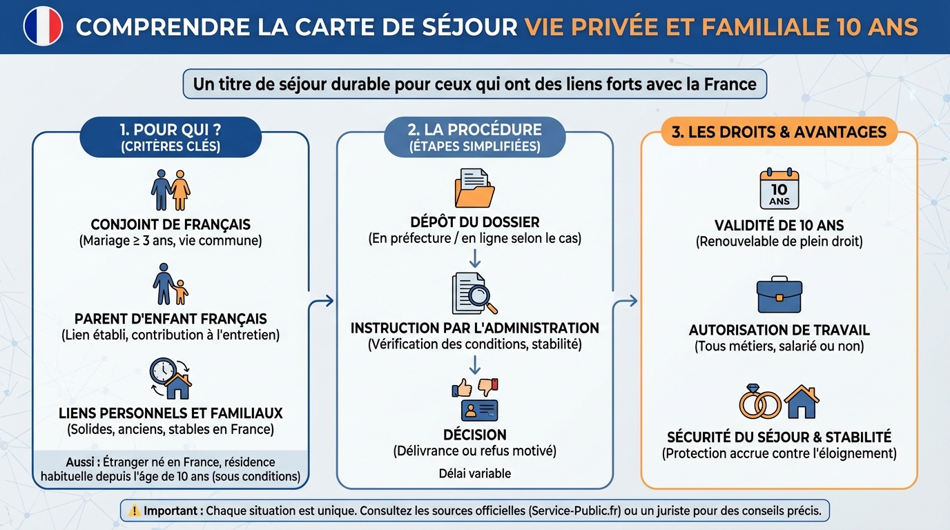 Comprendre la carte de séjour vie privée et familiale 10 ans 1 Conditions d'obtention