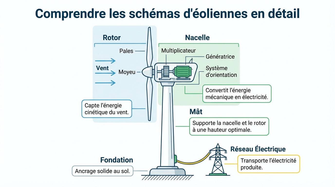 Comprendre les schémas d'éoliennes en détail 1 Les différents types de schémas d'éoliennes
