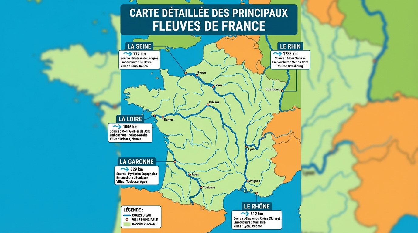 Découvrez la carte des fleuves de france en détail 1 Carte des principaux fleuves