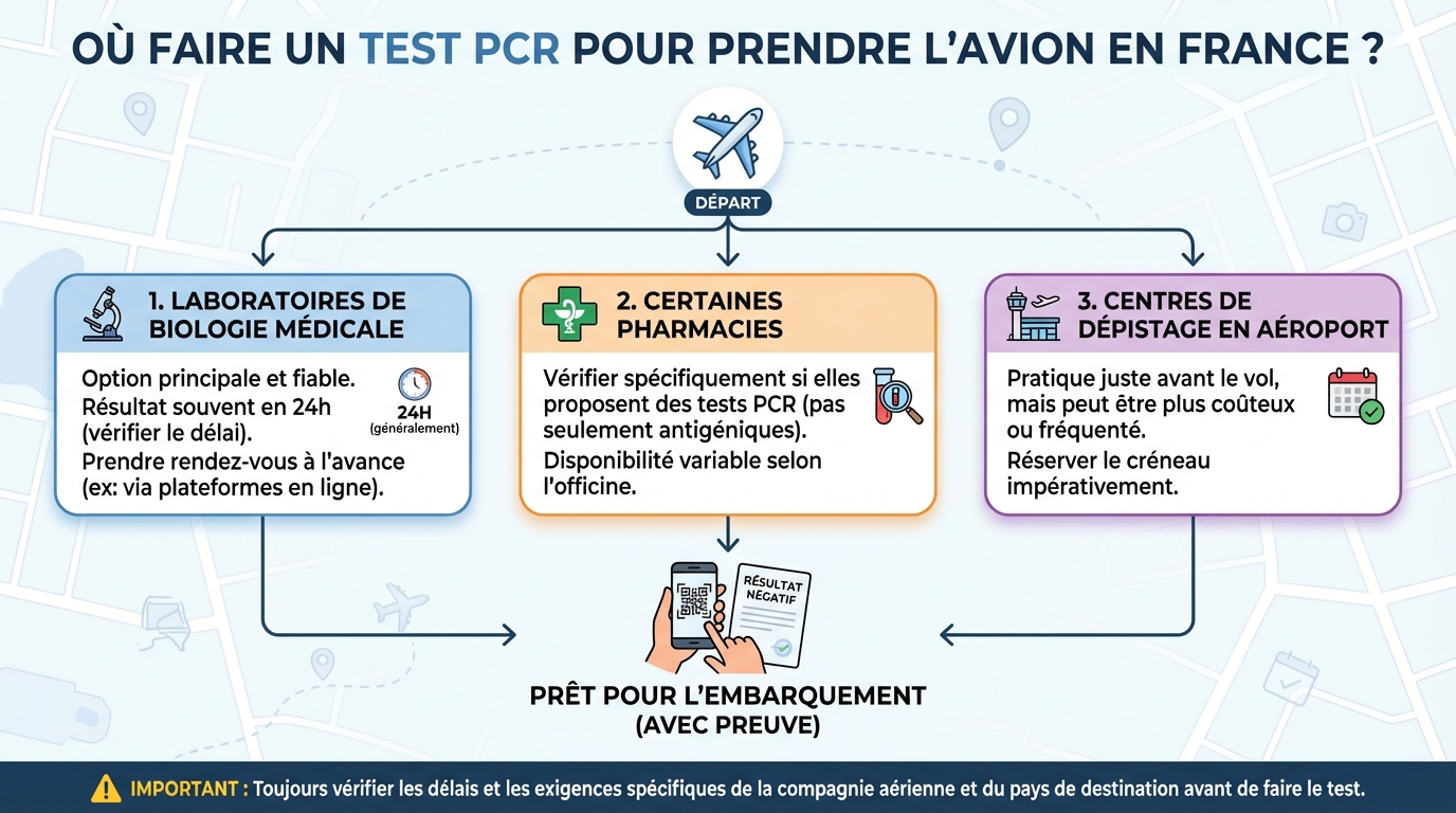 Où faire un test PCR pour prendre l'avion en france ? 1 Démarches et délais pour un test PCR