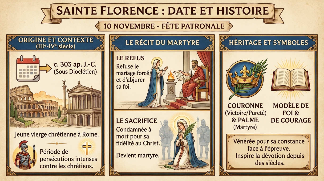 Saint florence : date et histoire de cette sainte 1 La date de la fête de Sainte Florence